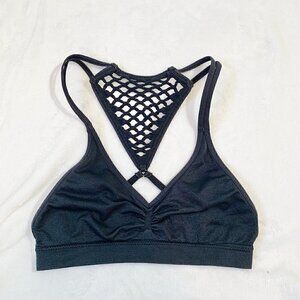 Victoria's Secret black strappy unlined stretch pullover low impact‎ bralette